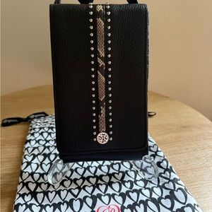 Brighton- Black Crossbody Phone Bag with Studded Detail
